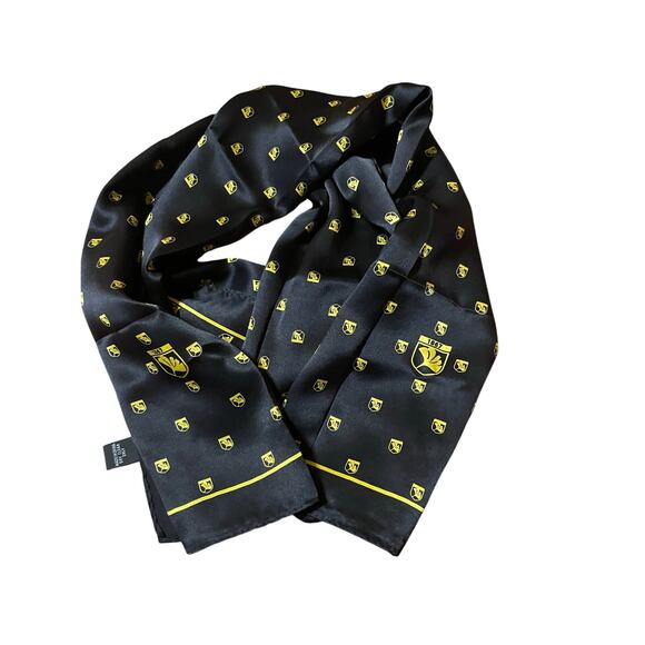 Unbranded Accessories - Black Silk Scarf with Yellow flowers and boarder 53x12 Classic Goth Cottagecore